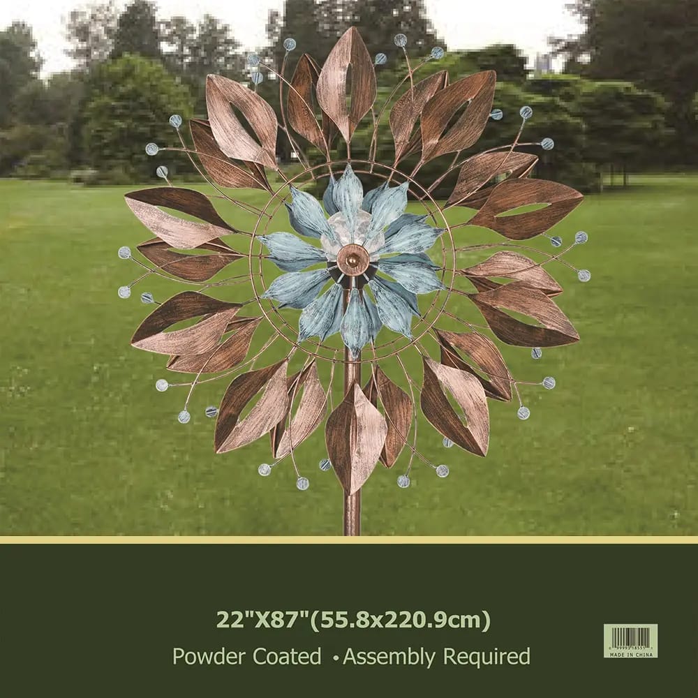 Dotted Bronze Bloom Wind Spinner, Blue/Brown