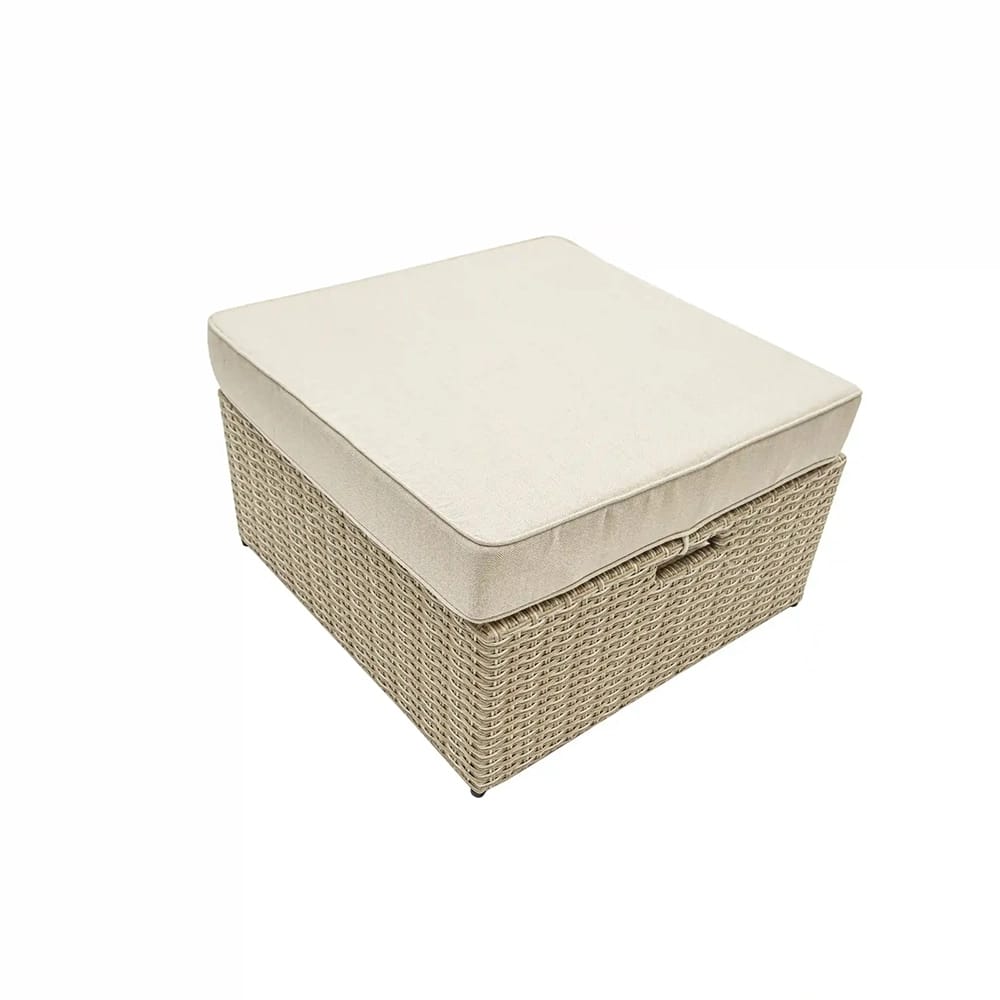 Deko Living Outdoor Wicker Patio Sofa with Canopy and Ottoman Set, Beige