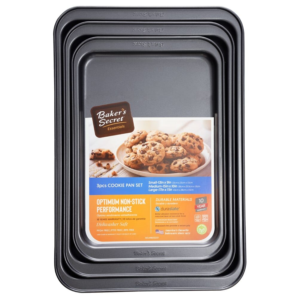 Baker's Secret Essentials Cookie Pan Set, 3-Piece