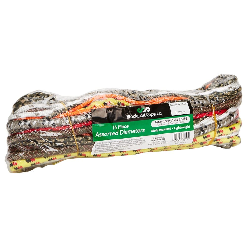 Blackwall Rope Co. Assorted Braided Rope Cuttings, 16 Piece