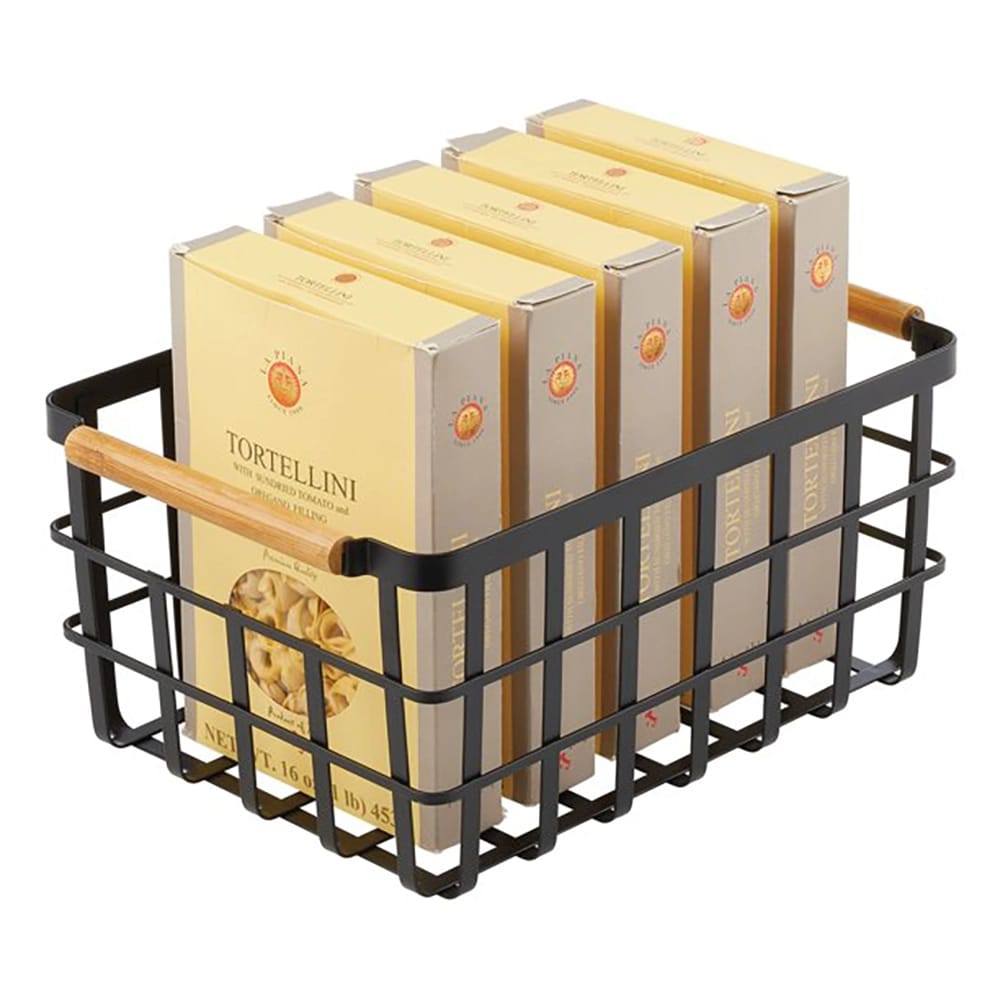 mDesign Metal Storage Basket, Black/Natural, 8 Pack