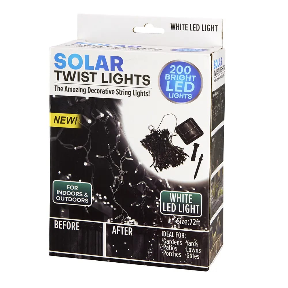 Solar Twist Lights, 200 Lights, 72'