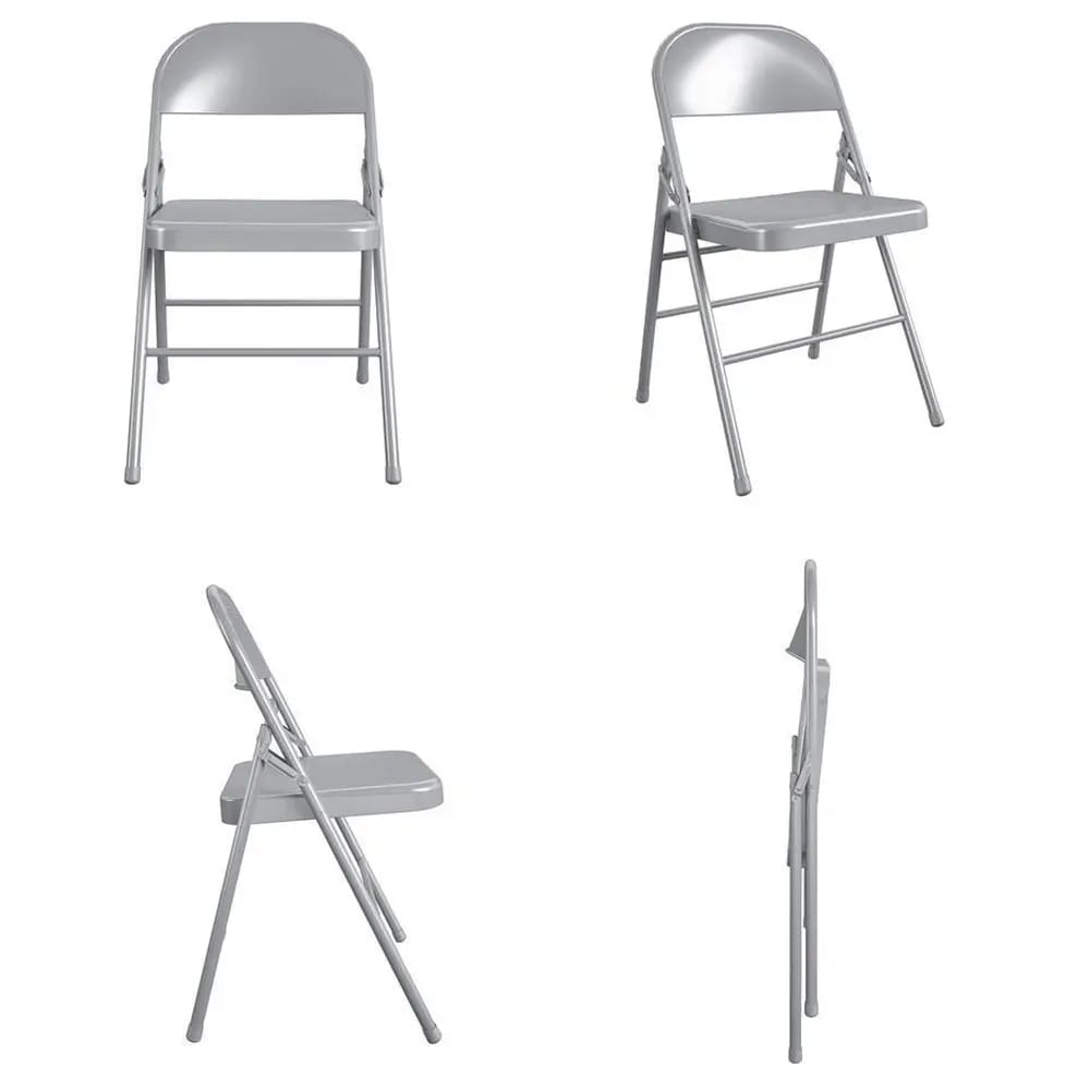 Cosco XL All-Steel Commercial Folding Chair, Gray, 4 Pack