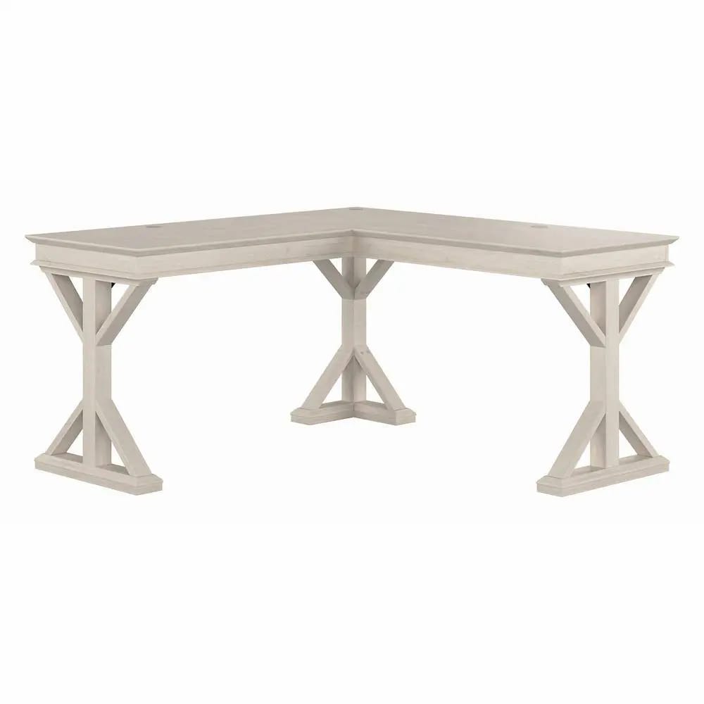 Bush Home Farmhouse L Shaped Computer Desk, White