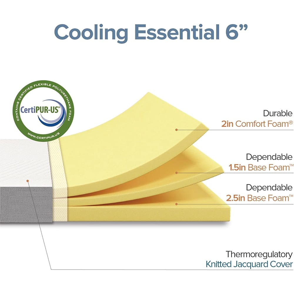 Zinus 6" Cooling Essential Foam Mattress, Twin