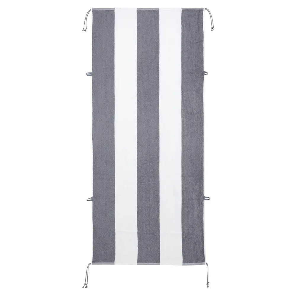 Striped Lounge Chair Beach Towel, Gray, 30" x 70"