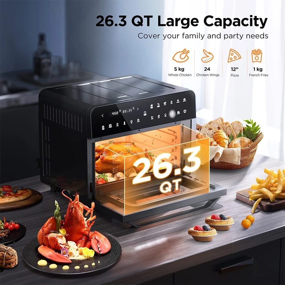 CalmDo 25L Air Fryer Oven, Black