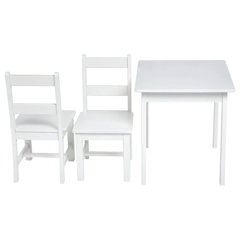 Kids' Solid Wood Table & Chairs Set, White