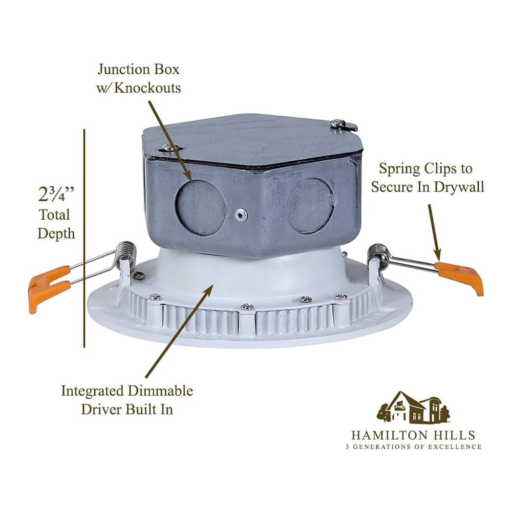 Hamilton Hills Round Flush Mount Recessed LED Light, White