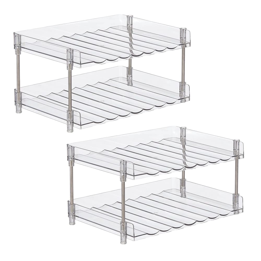 mDesign Free-Stand Stackable 2-Tier Bottle Holder, 2 Pack