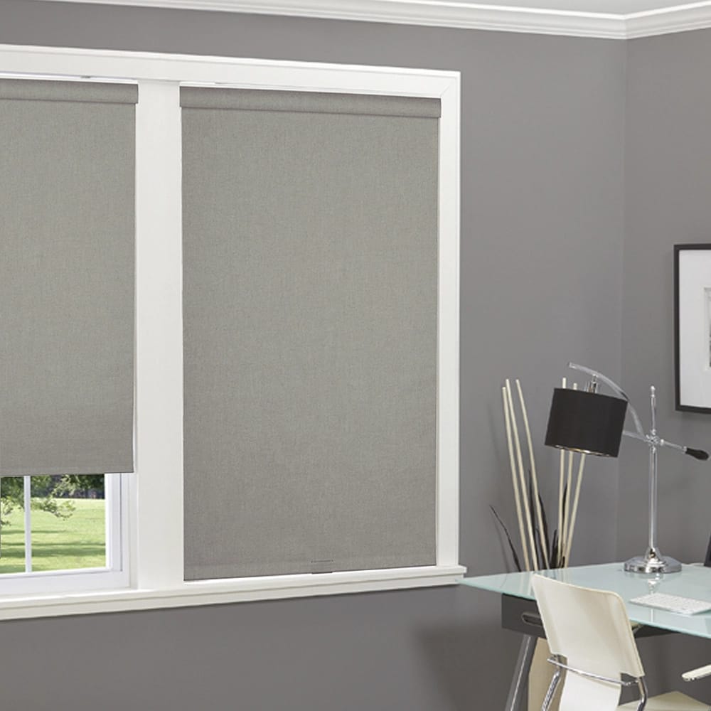 Cordless Linen Look Thermal Fabric Roller Shade, Gray, 23" x 66"