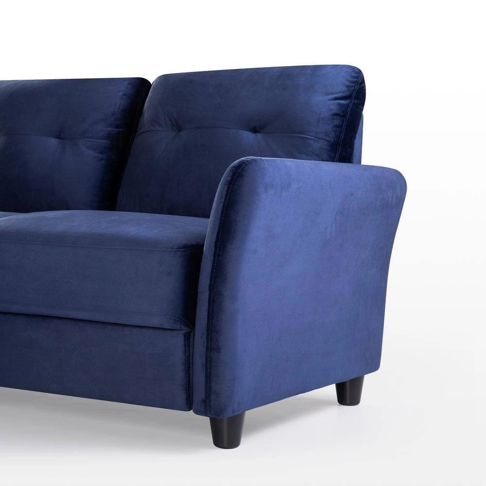Zinus Ricardo Upholstered Velvet Loveseat, Navy