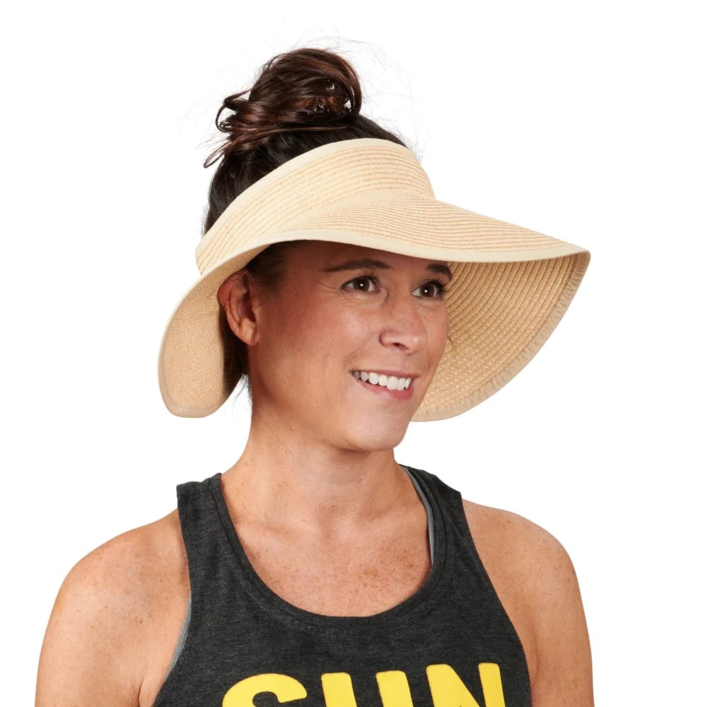 Wide Brim Roll-Up Straw Sun Visor