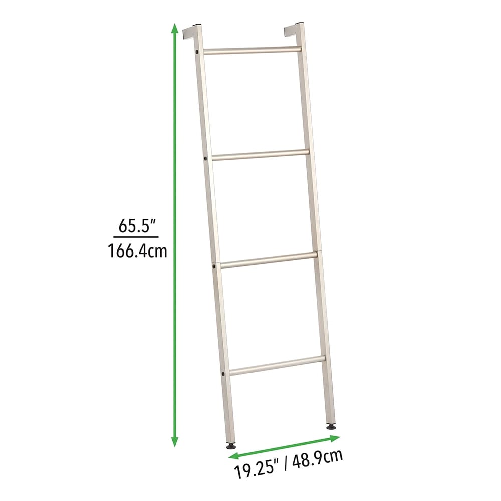 mDesign Freestanding Blanket and Towel Ladder, White