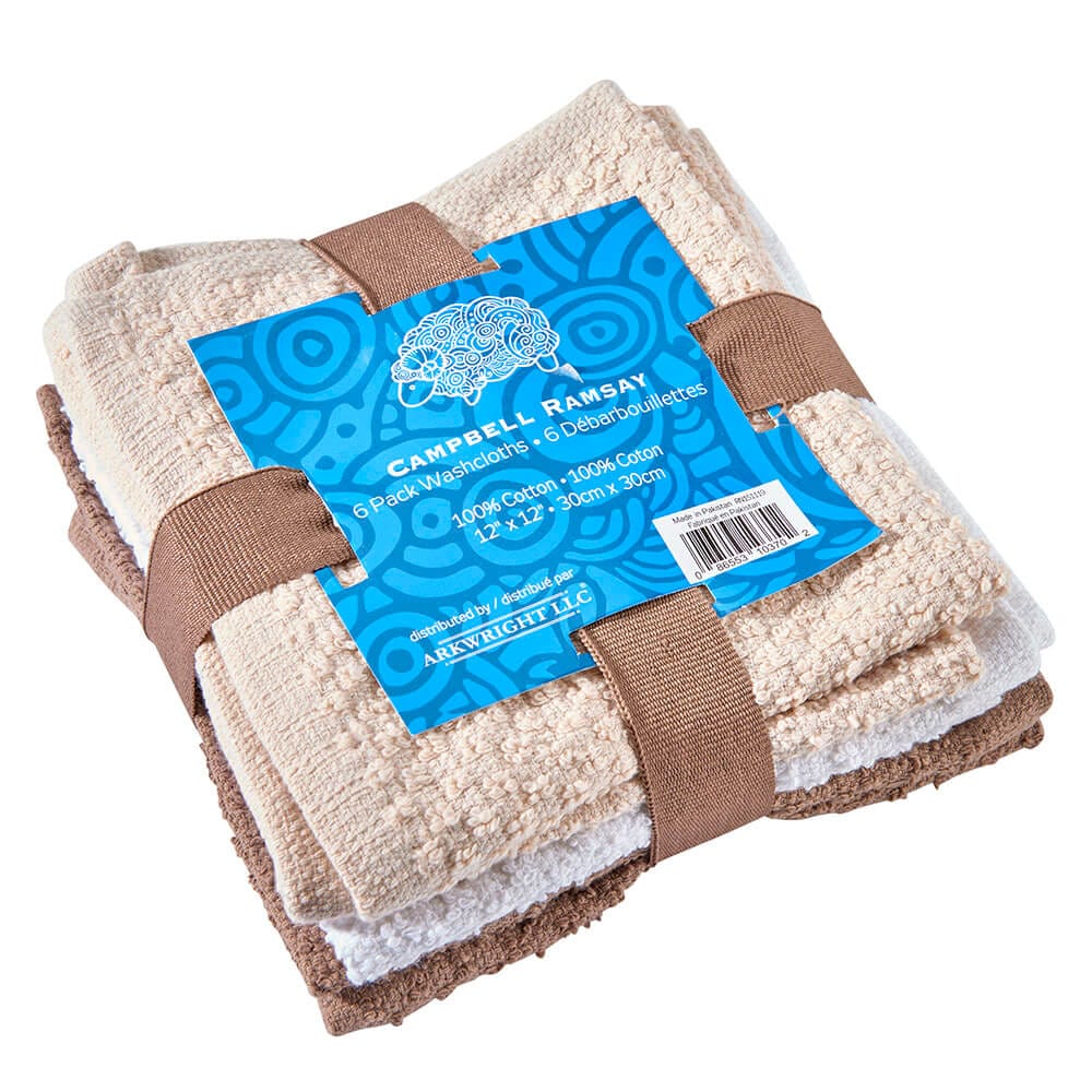 Cotton Washcloths, 6 Pack