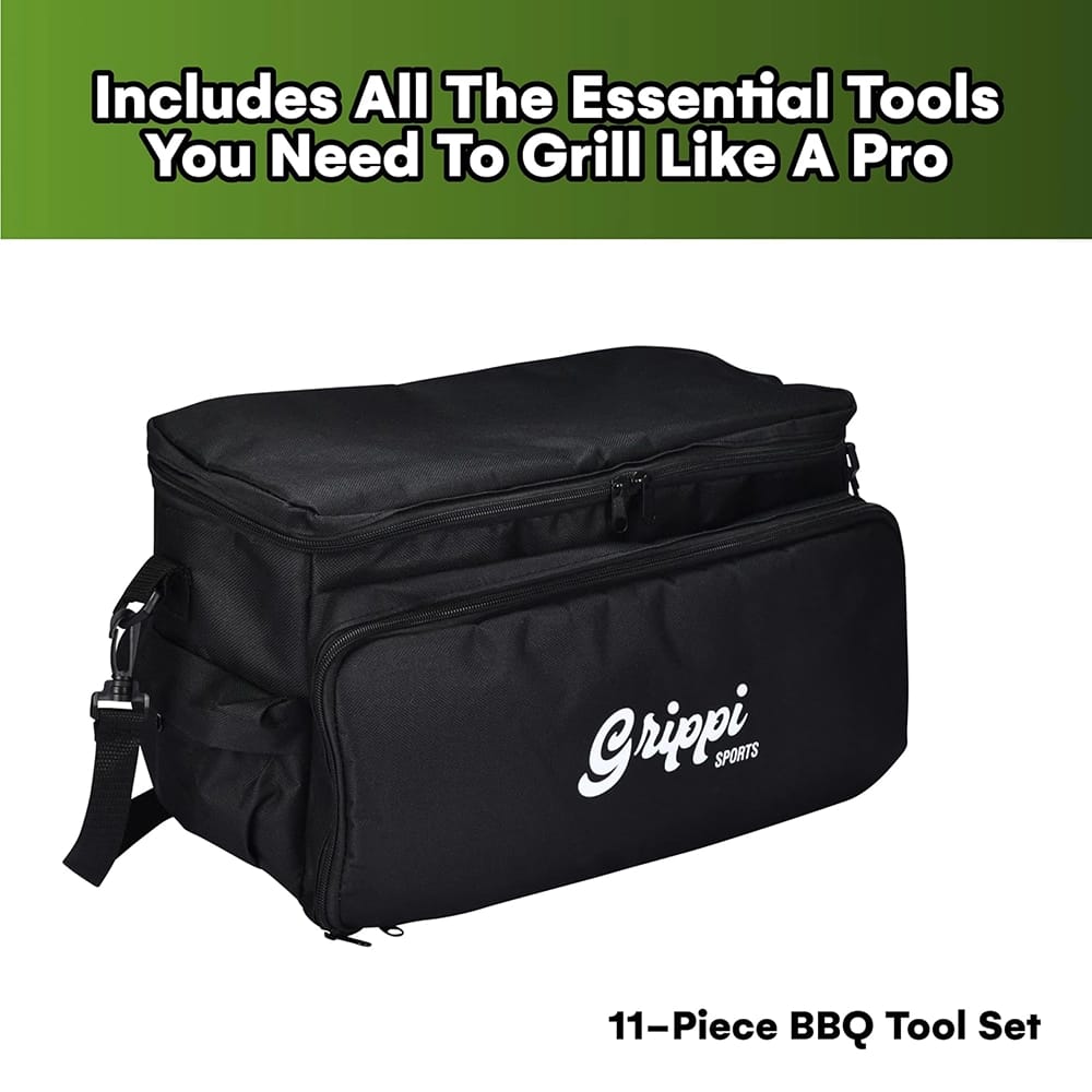 Grippi Sports 11-Piece BBQ Grill Set with Case