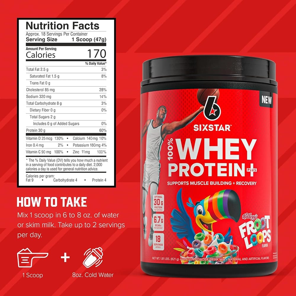 Six Star Whey Protein Powder Plus, Froot Loops Flavor, 1.8 lbs