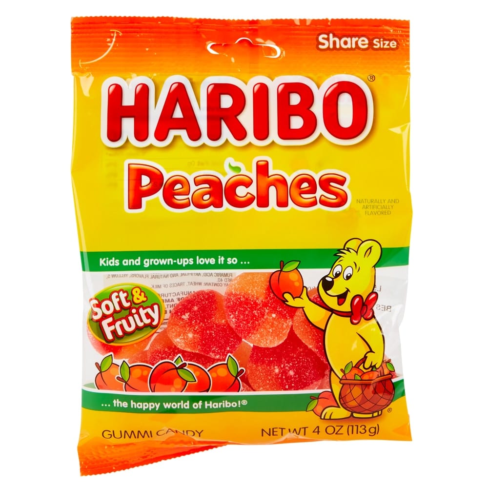 Haribo Peaches Gummi Candy, 4 oz