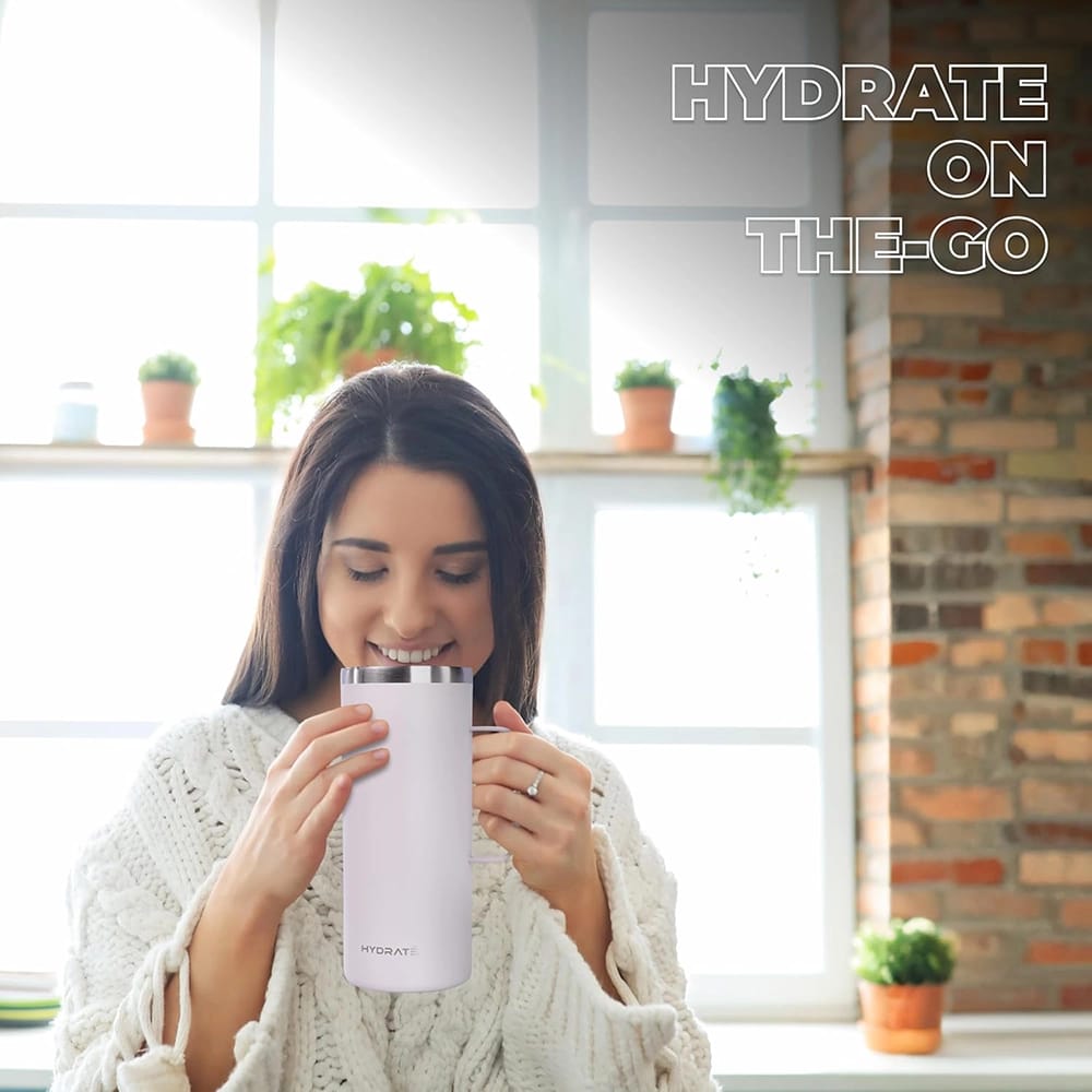 HYDRATE 32 oz Tumbler with Handle, Light Gray