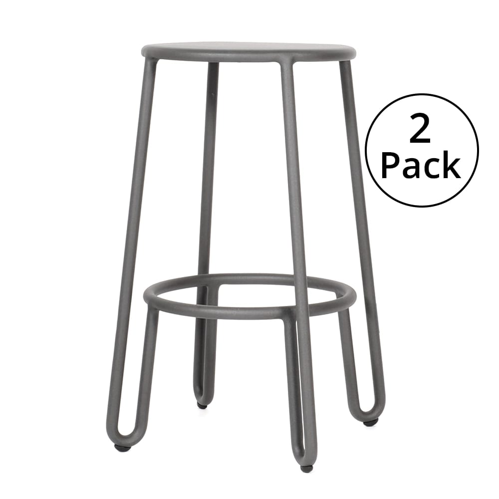 Maiori Aluminum Huggy Stackable Patio Counter Stool, Charbon, 2 Pack