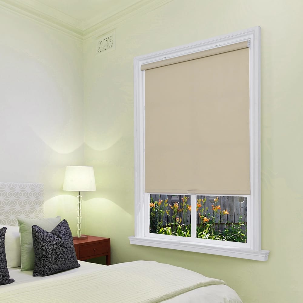 Cordless Cotton Twill Fabric Roller Shade, Taupe, 35" x 66"