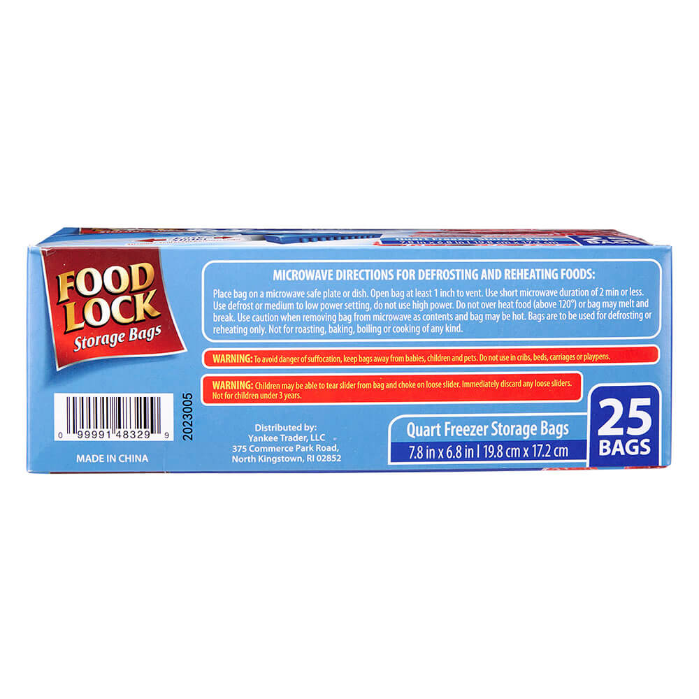 Food Lock Easy Slider Quart Freezer Storage Bags, 25 Count