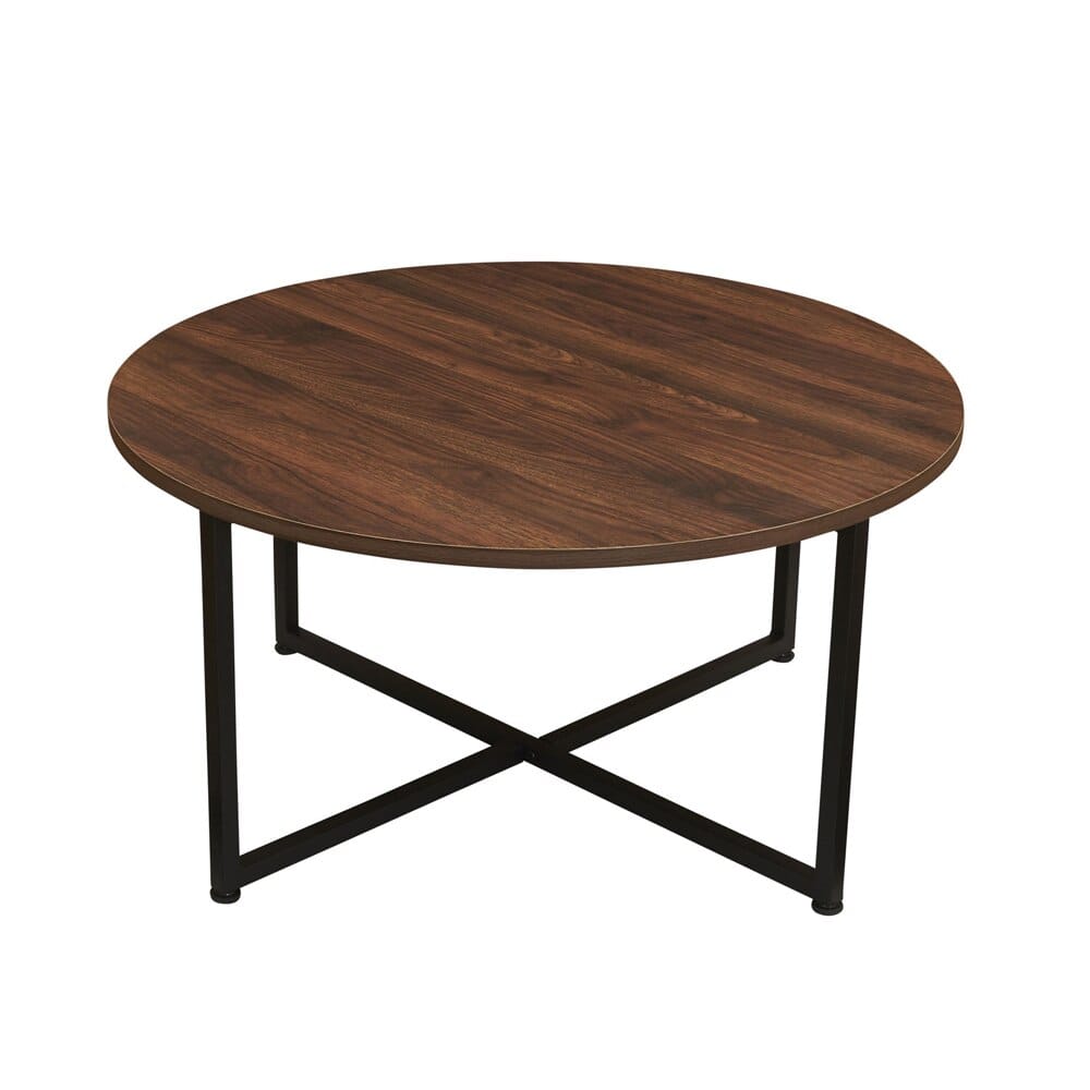 Household Essentials Jamestown Collection Mid-Century Round Coffee Table, Walnut