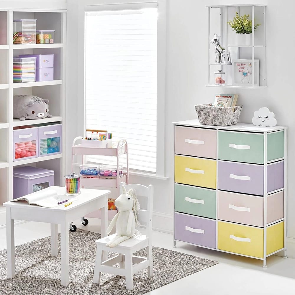 mDesign 8 Drawer Fabric Dresser, Multi-Color