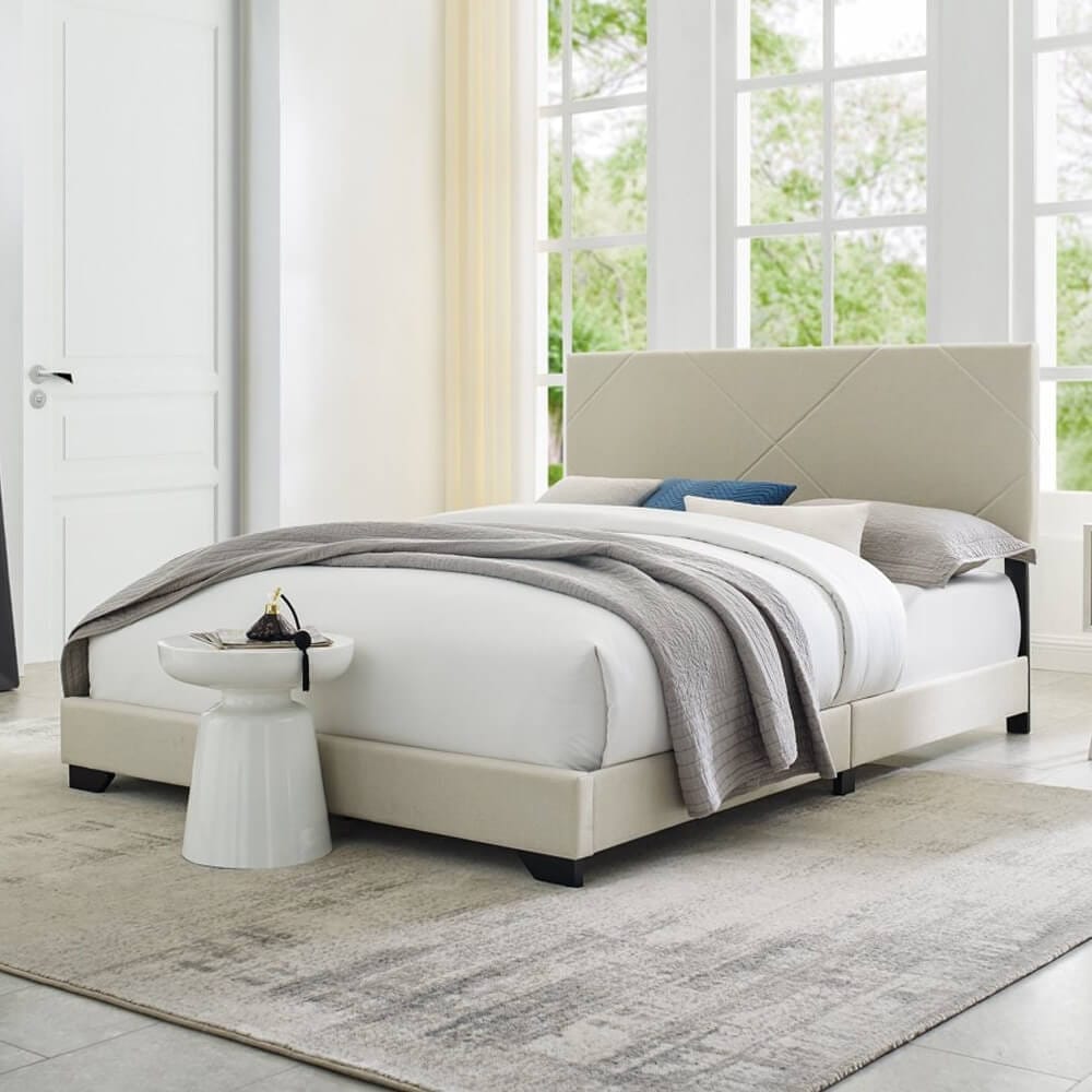 Classic Brands Landsford Upholstered Full Bed Frame, Beige