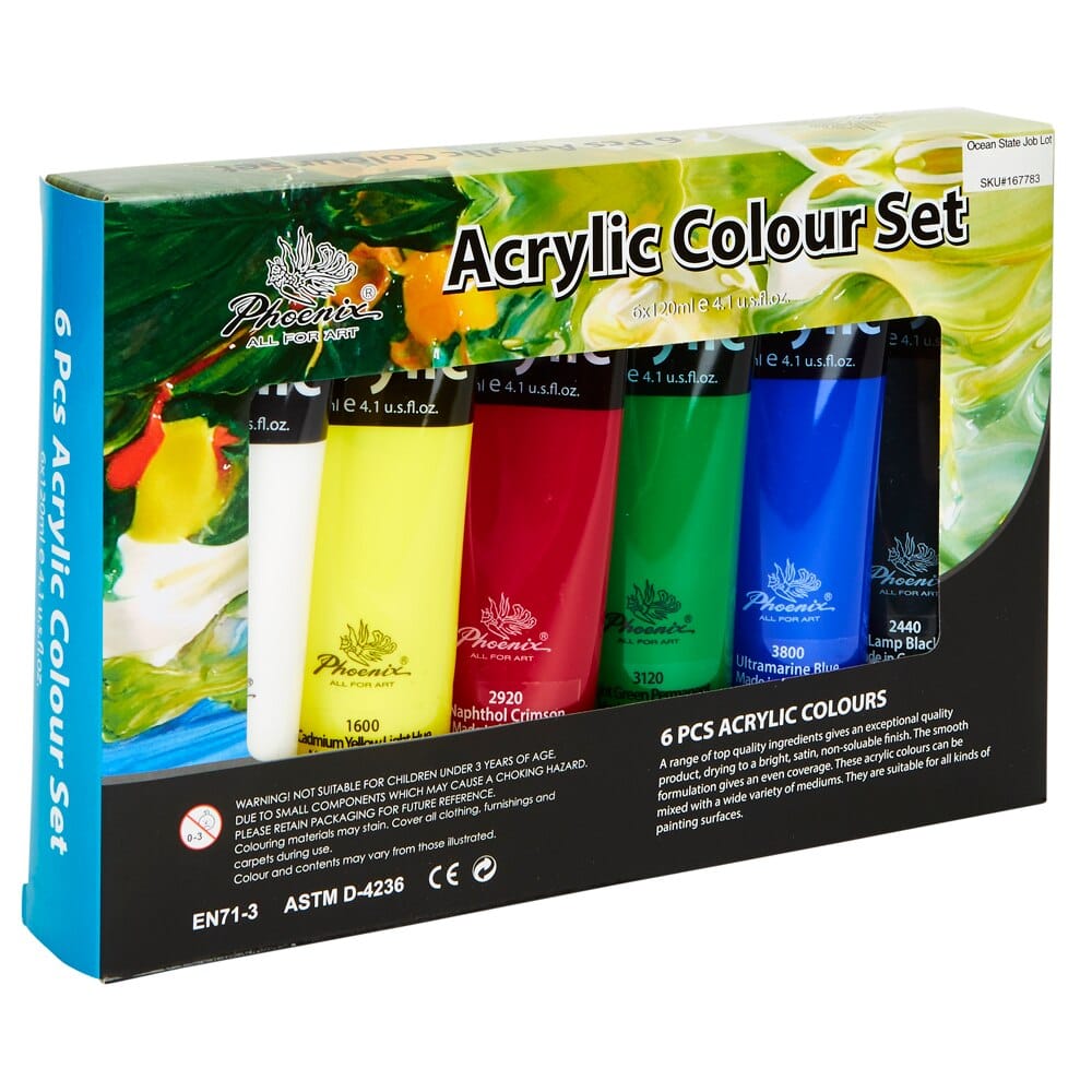 Phoenix Acrylic Colour Set, 6 Pieces