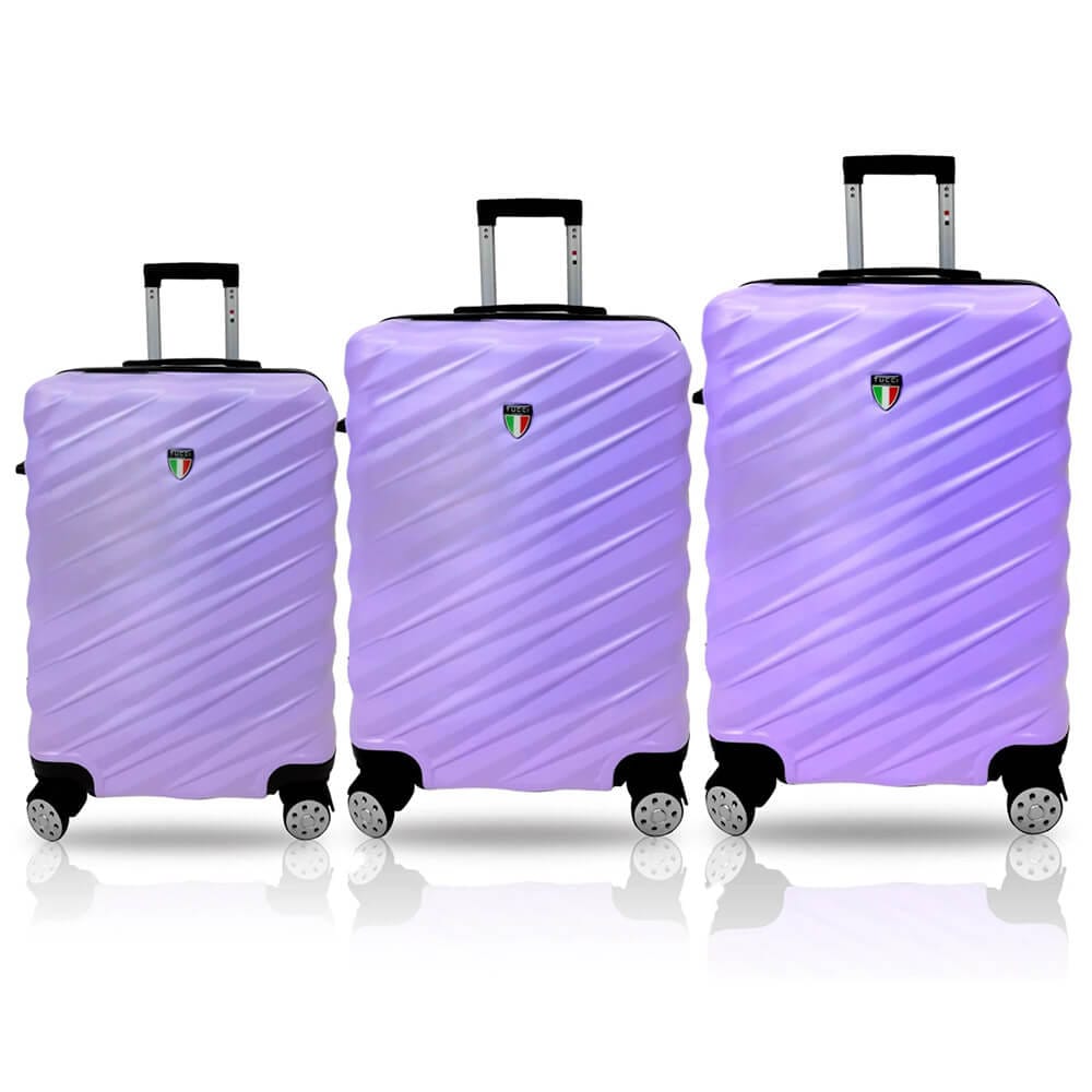 TUCCI Italy Storto 3-Piece (20", 24", 28") Luggage Set, Pinkish Purple