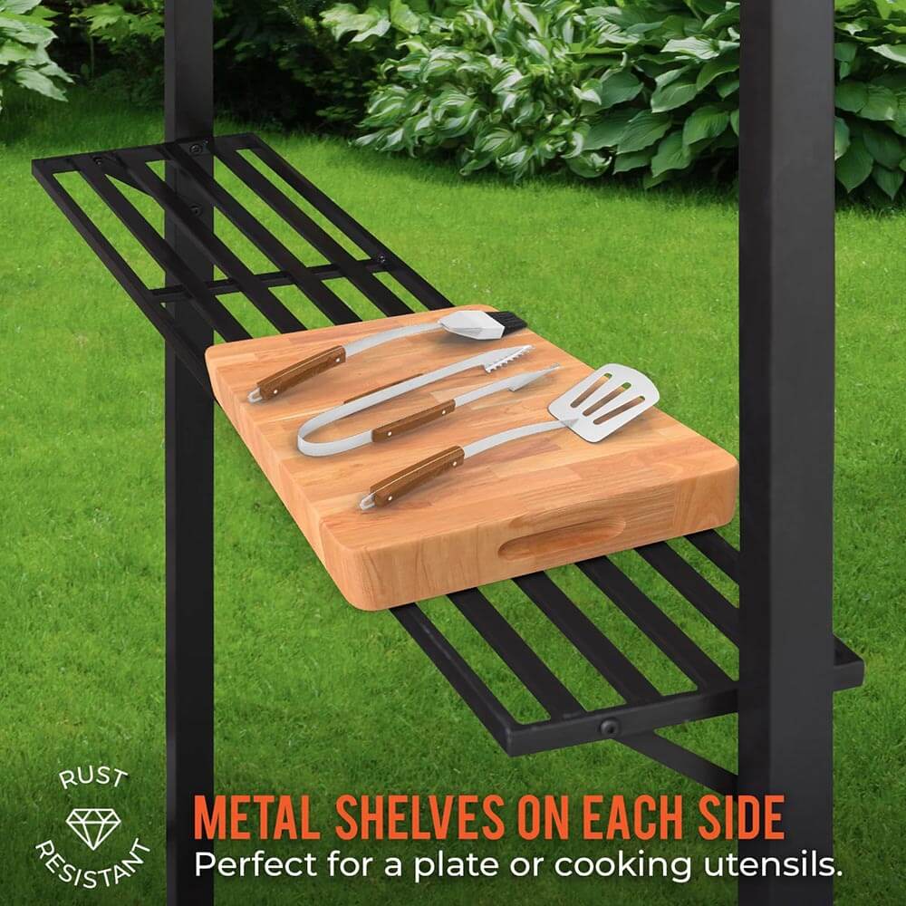 2-Tier Vented 8' x 5' Steel Grill Gazebo, Beige