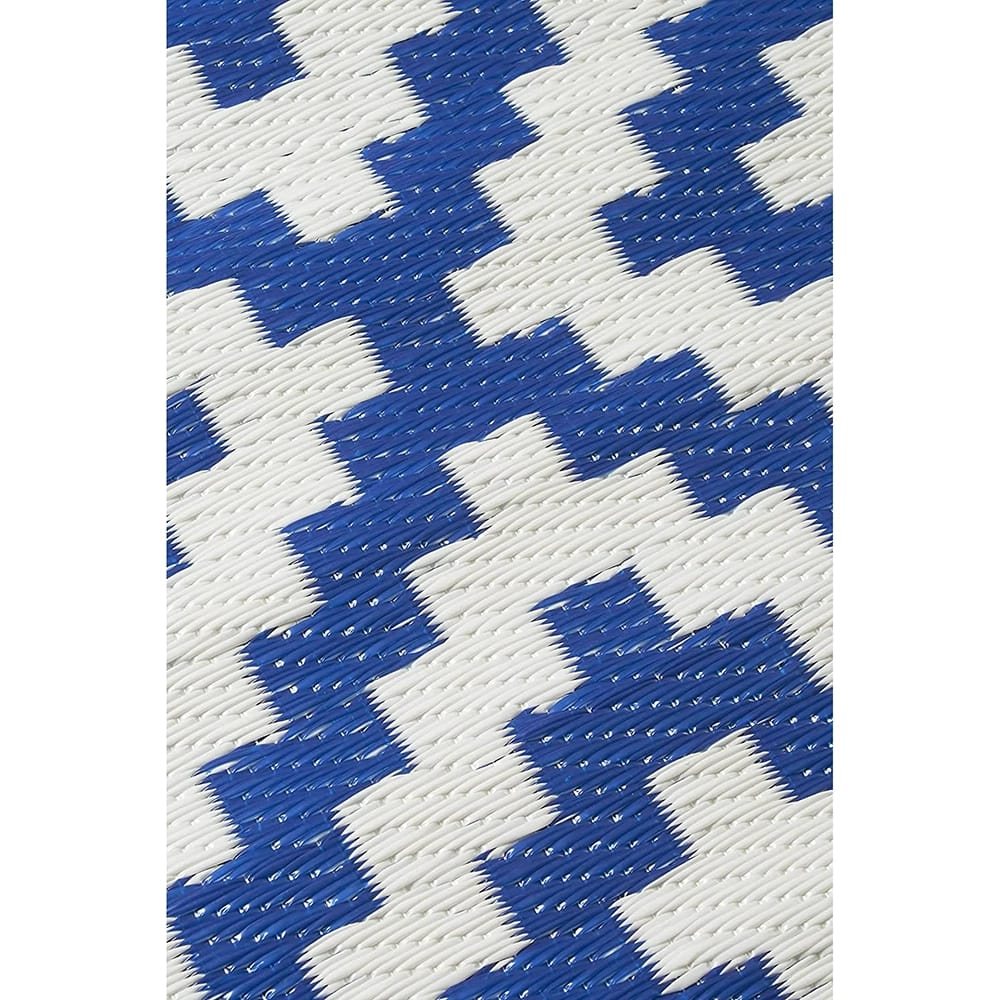 FH Home Reversible Outdoor Area Rug, 5' x 8', Aztec-Blue