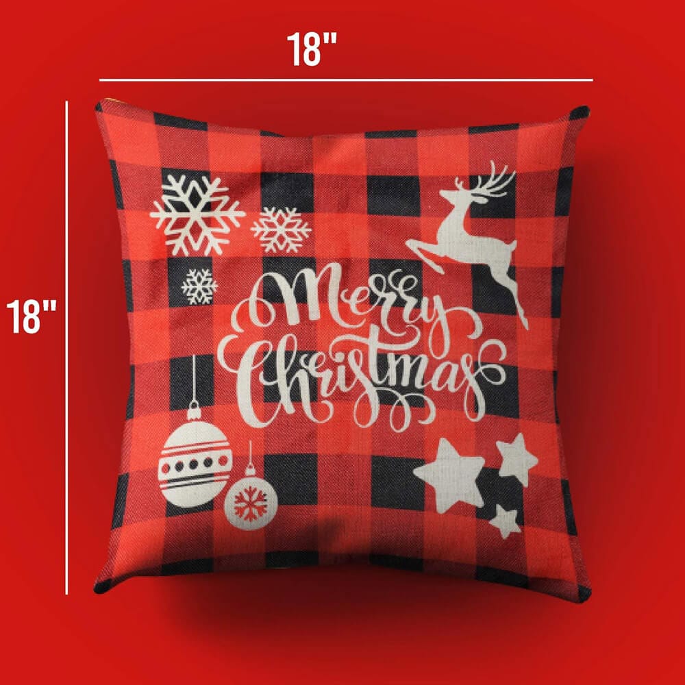 Prextex 18" x 18" Christmas Pillow Covers, Set of 4