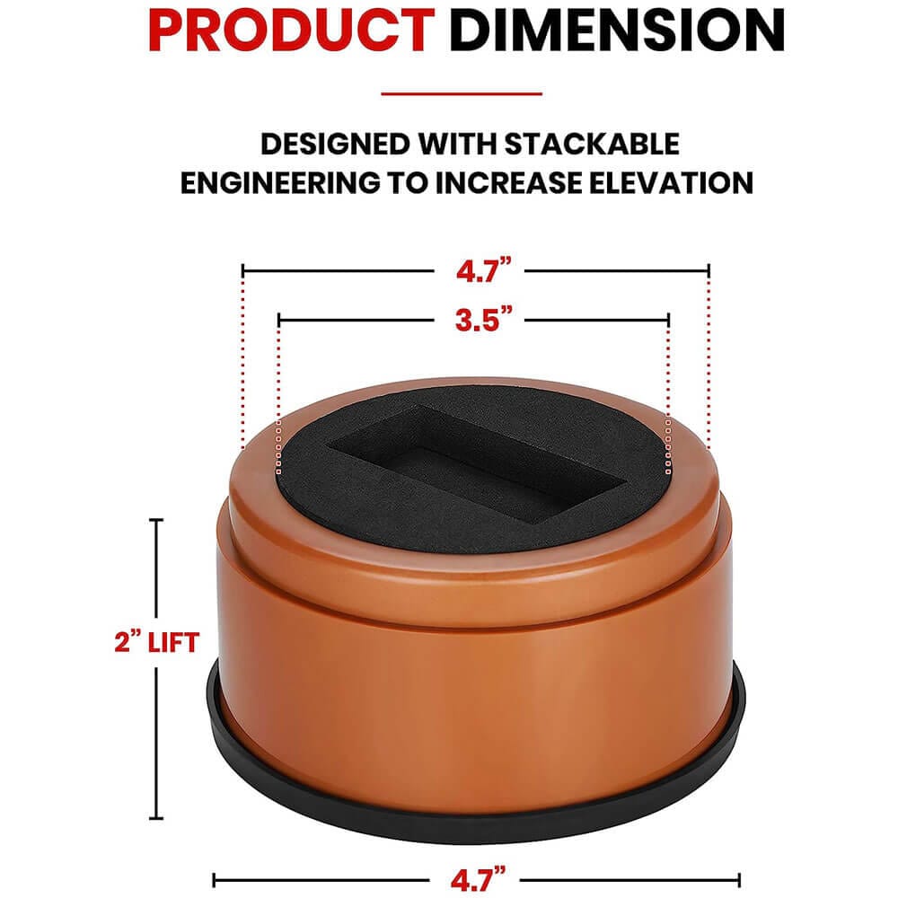 iPrimio 2-Inch Lift Round V-Shape Bed Risers, Set of 8, Brown