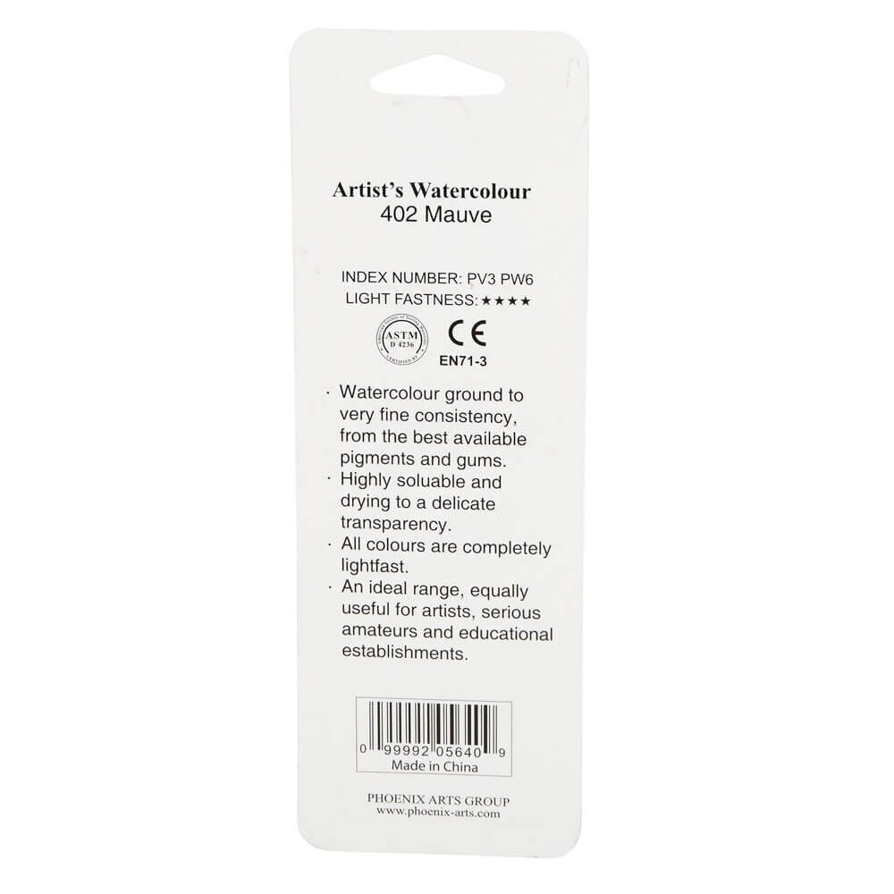 Phoenix Artist's Watercolour Paint, Mauve, 12 ml