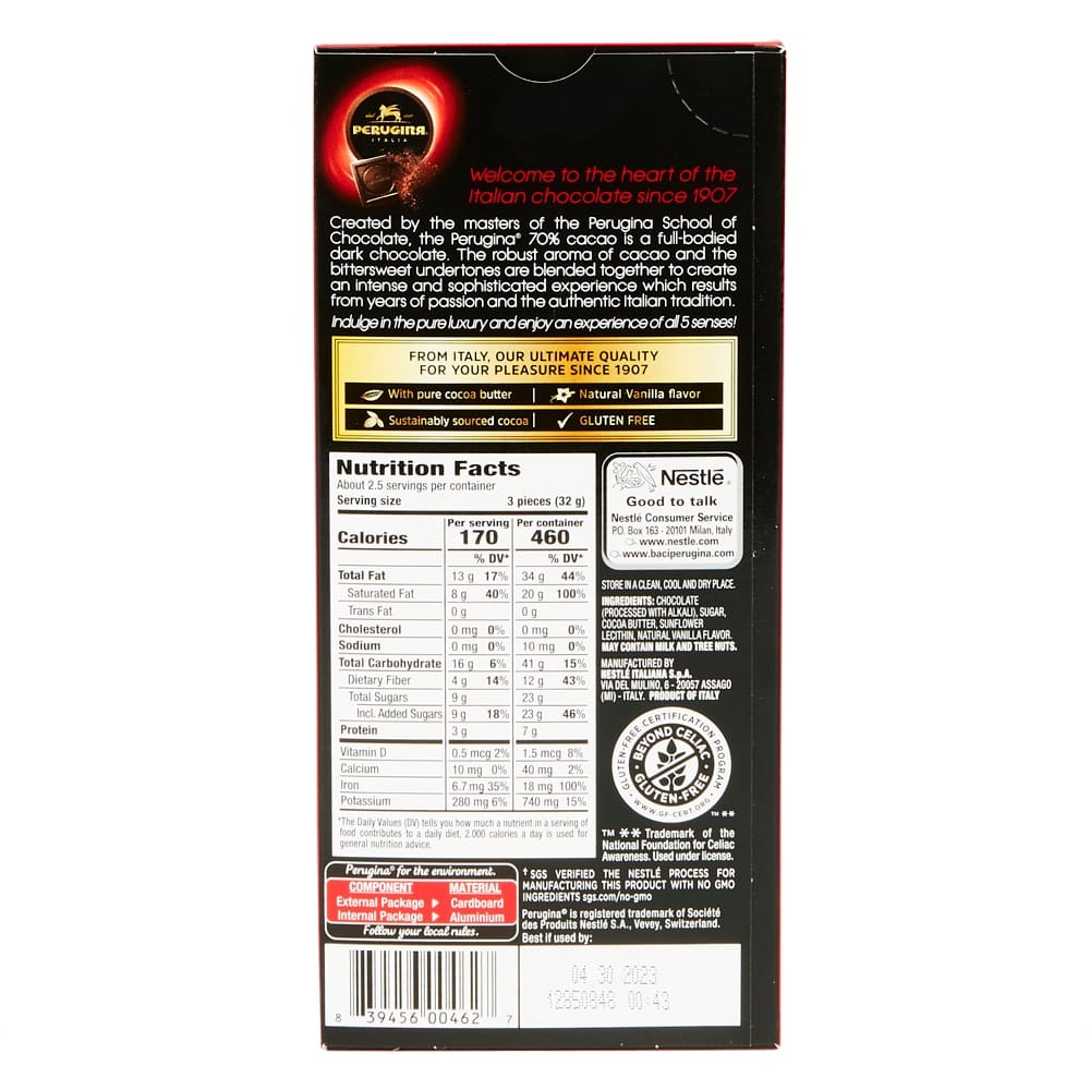 Perugina Bittersweet Chocolate, 3 oz