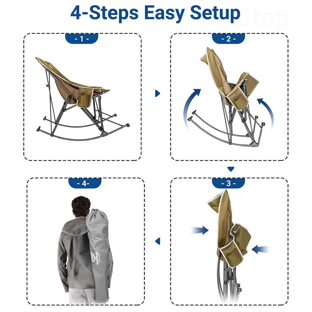 Coastrail Outdoor Rocking Camping Chair, Army Green