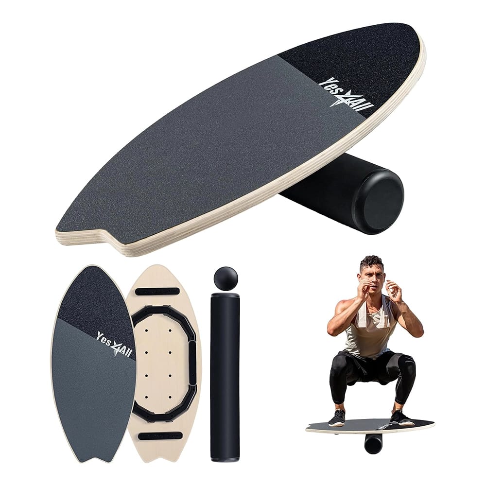 Yes4All 2-in-1 Wooden Balance Board With Roller & Ball