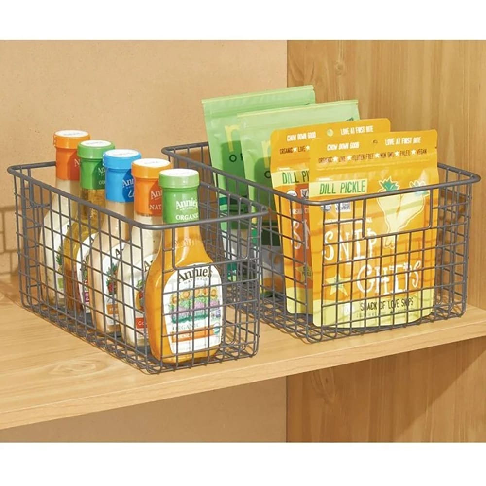 mDesign Metal Wire Basket, Dark Gray, 4 Pack