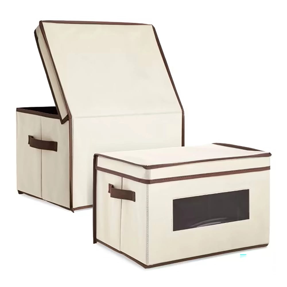 Juvale Large Collapsible Fabric Storage Bins, Beige, 3 Pack