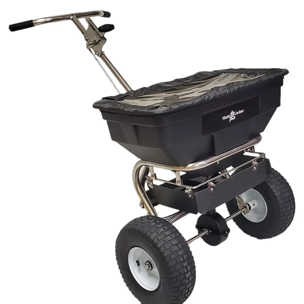 Master Gardner 125 lb. Stainless Steel All-Purpose Broadcast  Fertilizer Spreader