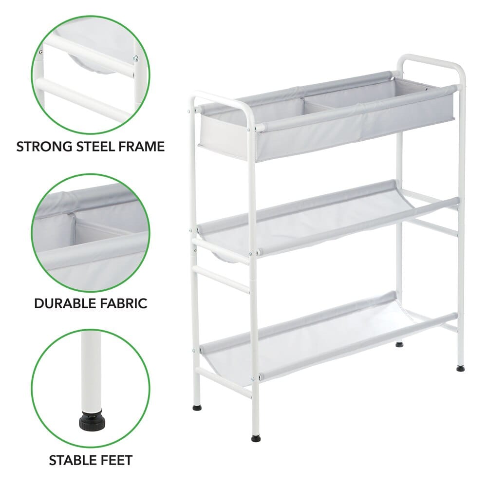 mDesign 3-Tier Garage Storage Cart, Gray/White