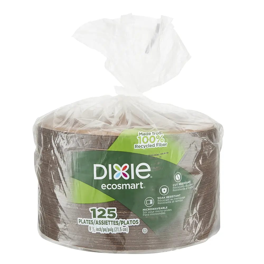 Dixie EcoSmart Recycled 8.5" Disposable Plates, 125 Count