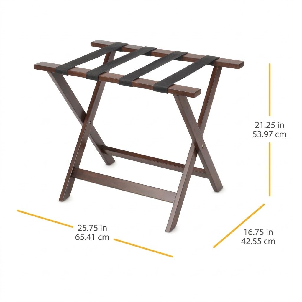 Whitmor Rubberwood Folding Luggage Rack, Walnut