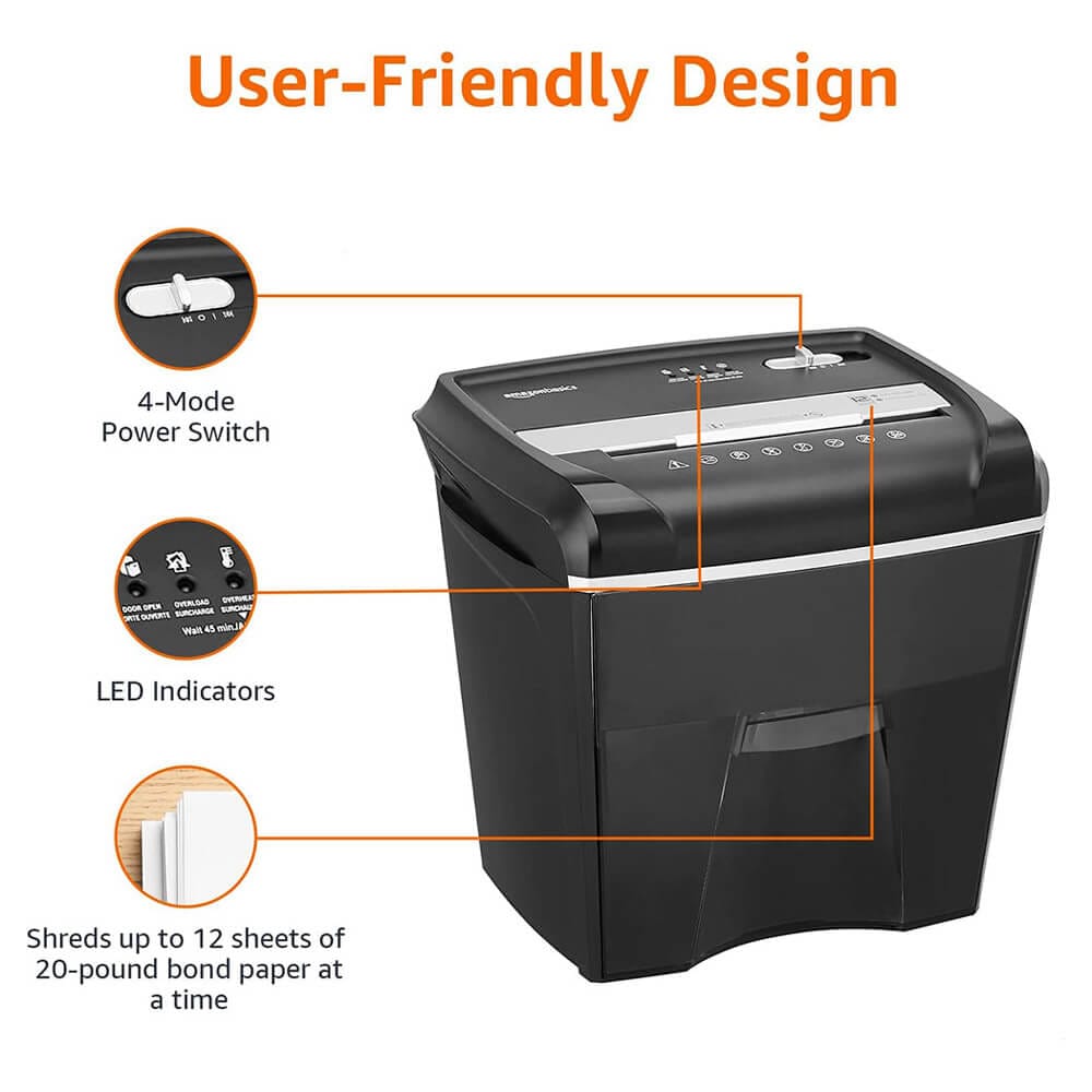 12-Sheet Cross-Cut Shredder with Pull-Out Basket