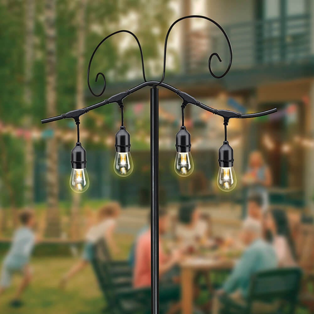 Outdoor Living Accents Wrought Iron Outdoor String Light Pole, 110"