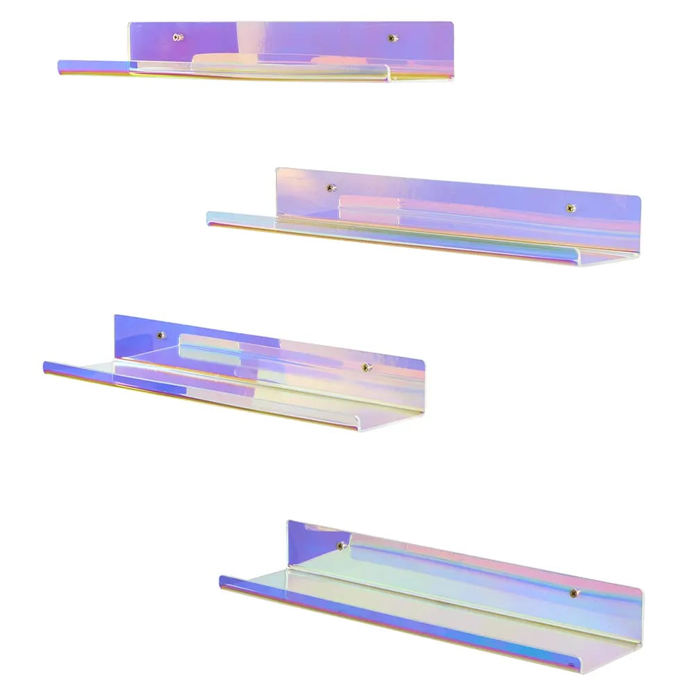 Whole Housewares Acrylic Iridescent Floating Shelves, 4 Pack