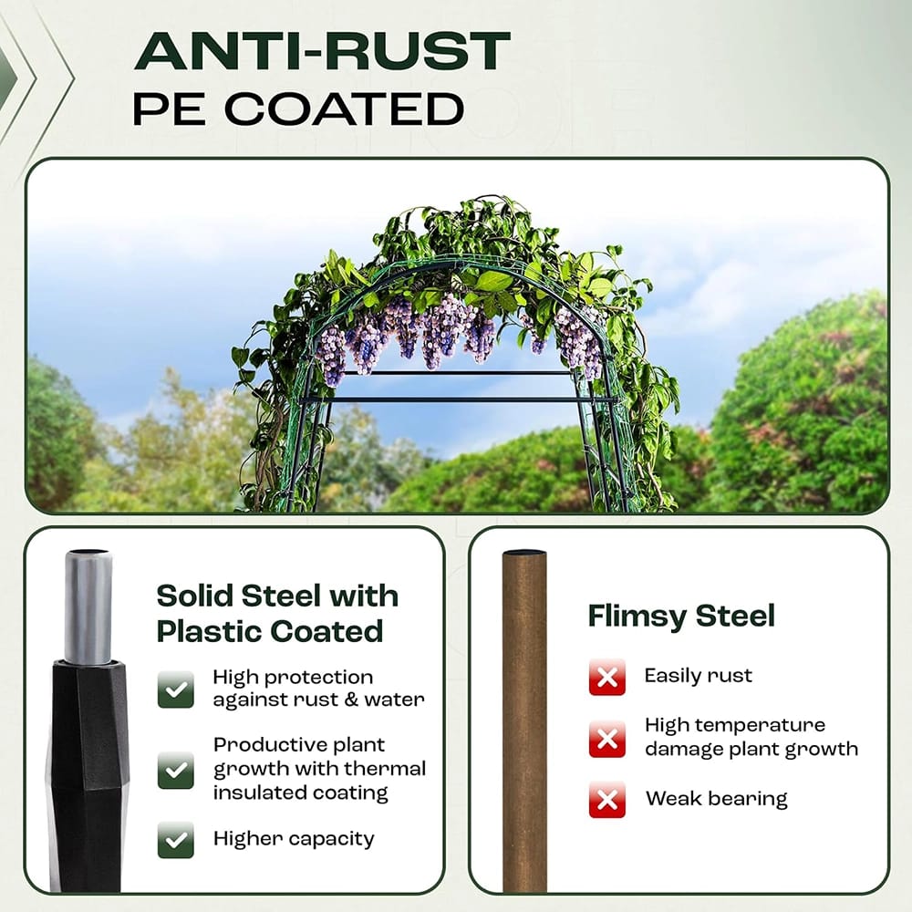 Idzo Plastic Arch Trellis Tunnel, 71" x 65" x 88"