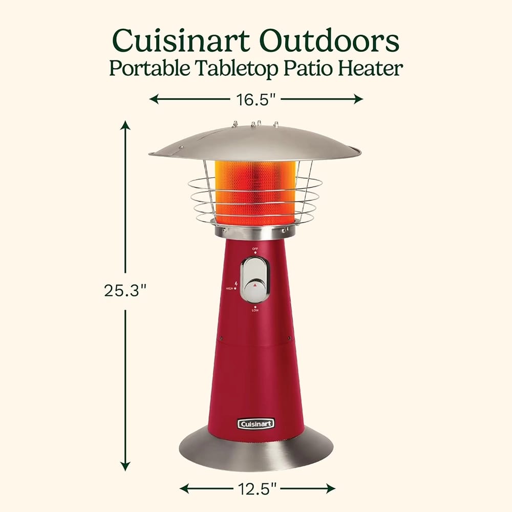 Cuisinart Portable Tabletop Patio Heater, Red, 11,000 BTU